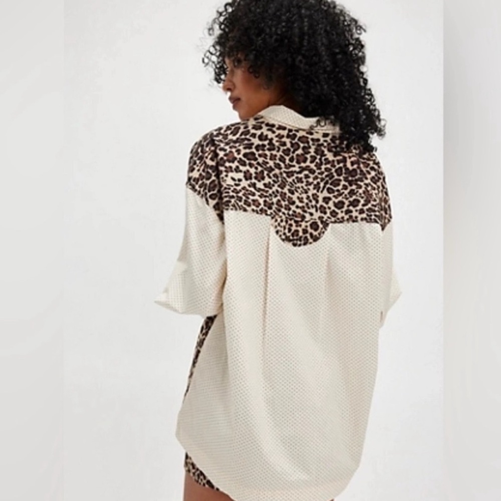 Free People Leopard Print Button Down Western Style Shirt - Picture 2 of 9